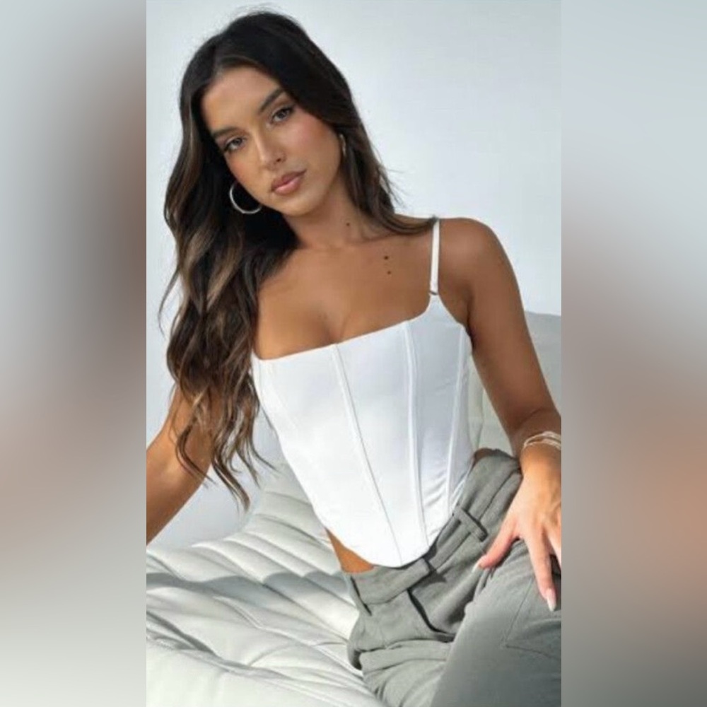 SOLD. White Fox Boutique Nothing New Bustier Corset Top White Size S NWT